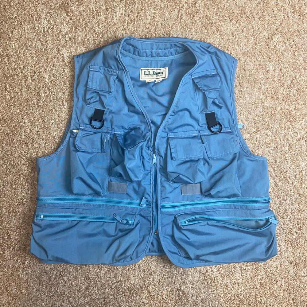 Vintage L.L. Bean Fly Fishing / Utility Vest – Blue, Multi-Pocket Size Large